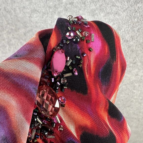 Susan Graver Red Artsy Jeweled Tone Beaded V Neck Women’s L Long Sleeve Blouse‎ - Picture 6 of 8